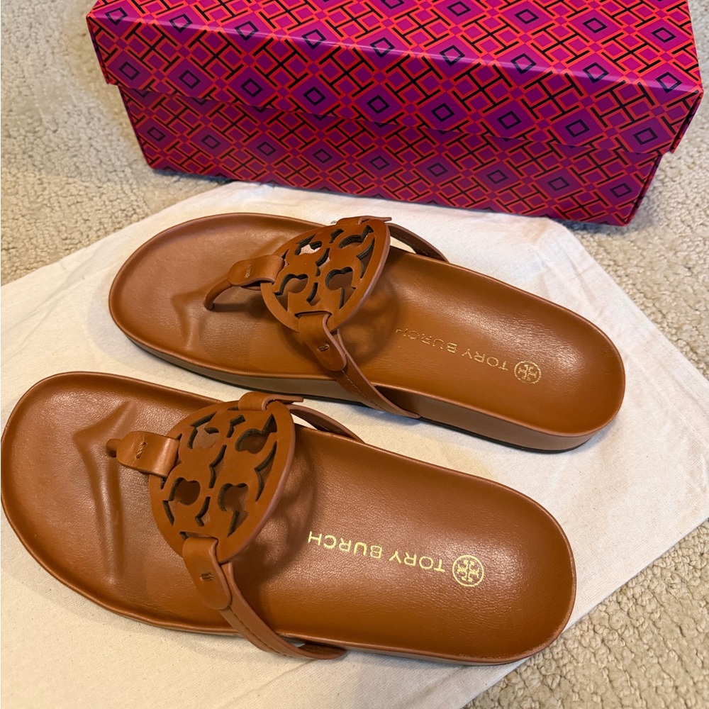 TORY BURCH Miller Cloud Calf Leather Aged Camello